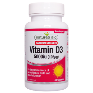 Natures Aid Vitamin D3 5000iu (125ug) High Strength 60 Tabs - Image 1
