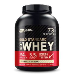 Optimum Nutrition Gold Standard 100% Whey 2.28kg Vanilla Ice Cream - Image 1